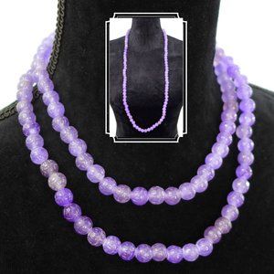 Vintage Carved Purple Quartzite Opera Necklace 36" stunning RARE heavy